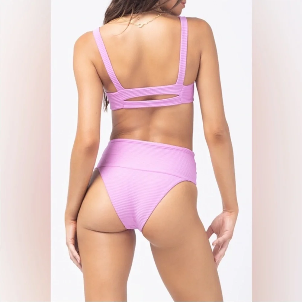 NWT L*SPACE Jess/Desi Ribbed Two-piece Bikini Set | rosebud pink | revolve